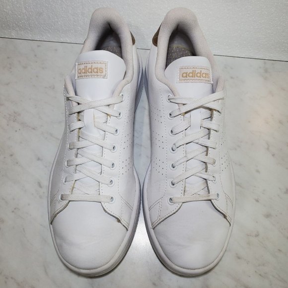 Adidas Womens 10 US Advantage White/ Gold Tennis Shoes Sneakers Modern - Picture 3 of 9